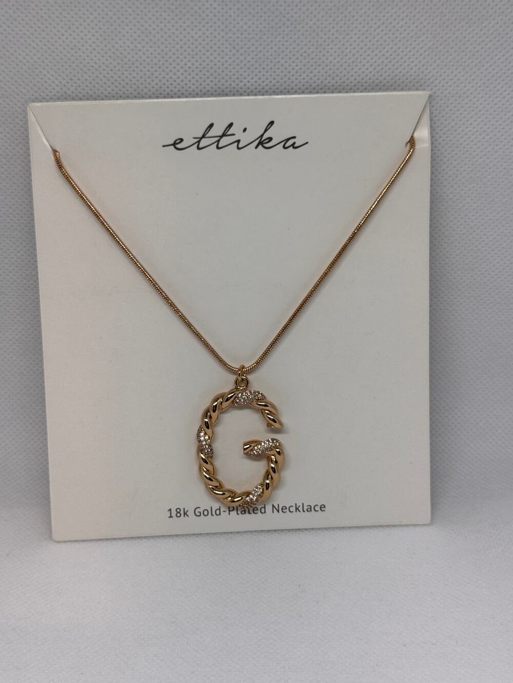 NEW ETTIKA REVOLVE 18K Goldplated Twisted Crystal Initial Pendant Necklace G